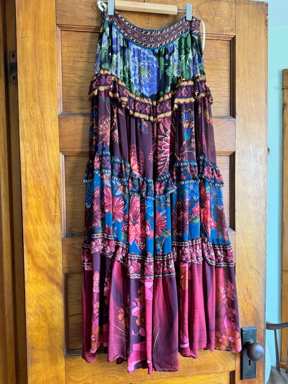 Farm Rio Floral Mix Ruffle Maxi Skirt - Picture 2 of 5
